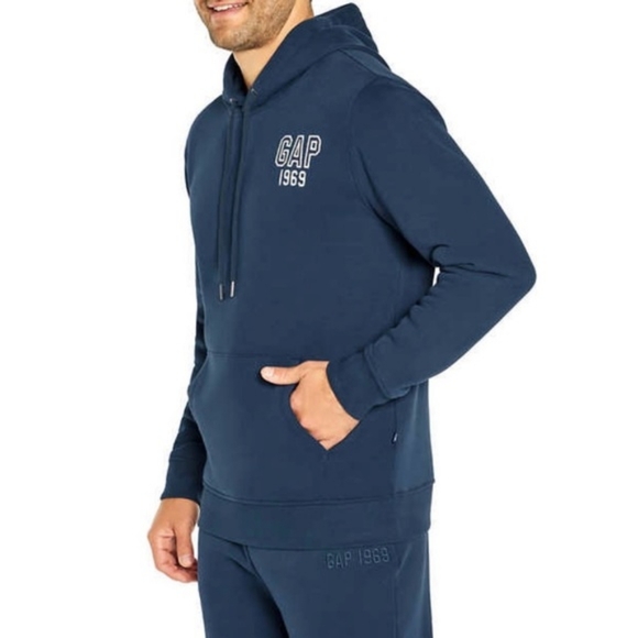 2/30$ GAP 1969 NWOT Navy white logo super comfortable men's hoodie - Picture 5 of 6